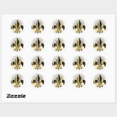 Sticker Rond Fleur de Lis/noir + or (Feuille)
