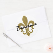Sticker Rond fleur de lis or, Bienvenue (Enveloppe)