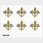 Sticker Rond fleur de lis or, Bienvenue (Feuille)