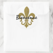 Sticker Rond fleur de lis or, Bienvenue (Sac)