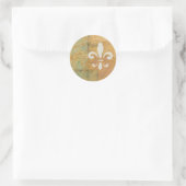 Sticker Rond Fleur De Lis Pastel Blanc Art Original (Sac)