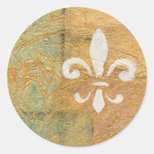 Sticker Rond Fleur De Lis Pastel Blanc Art Original