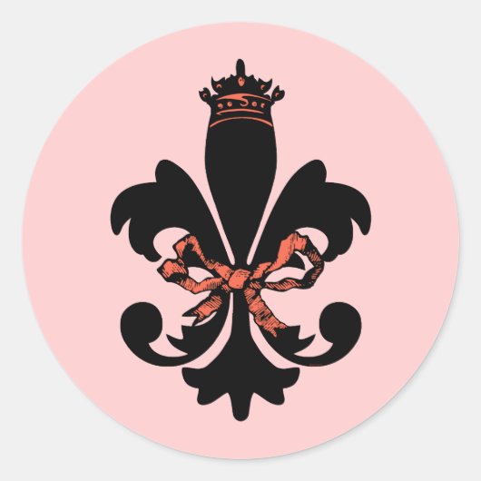 Sticker Rond Fleur de lis Reine avec arc (Devant)