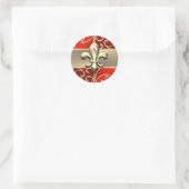 Sticker Rond Fleur de Lis rouge et or Filigree (Sac)