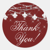 Sticker Rond Fleur de Lis Rouge Foncé Luminaires | Élégant Merc (Devant)