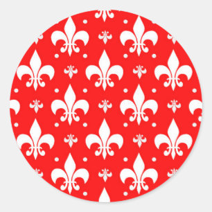 Sticker Rond Fleur de lis rouge Motif