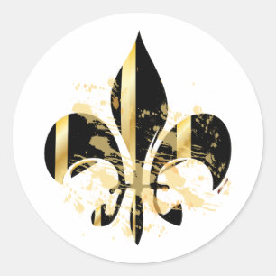 Sticker Rond Fleur de Lis, texte personnalisable