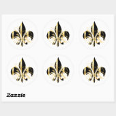 Sticker Rond Fleur de Lis, texte personnalisable (Feuille)