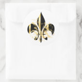 Sticker Rond Fleur de Lis, texte personnalisable (Sac)