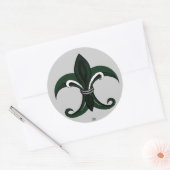 Sticker Rond Fleur de lis Vert/argent (Enveloppe)