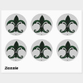 Sticker Rond Fleur de lis Vert/argent (Feuille)