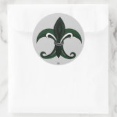 Sticker Rond Fleur de lis Vert/argent (Sac)