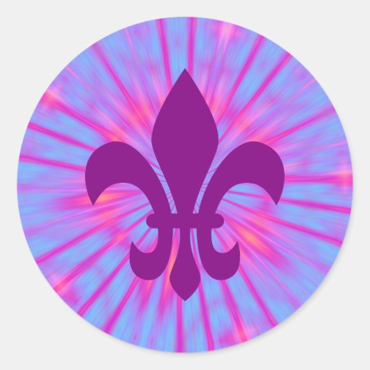 Sticker Rond Fleur de Lis violet (Devant)