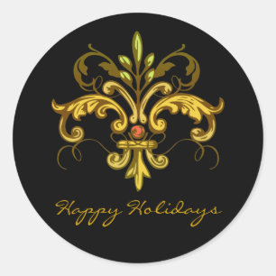 Sticker Rond Fleur de lis Xmas