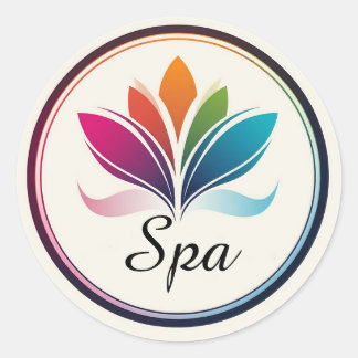 Sticker Rond 🌈 Fleur de Lotus Abstraite pour Marque de Logo Pe