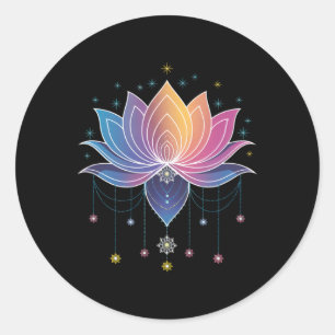 Sticker Rond Fleur de lotus arc-en-ciel bohème yoga Fleur de lo