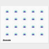 Sticker Rond Fleur de lotus bleu vert simple (Feuille)