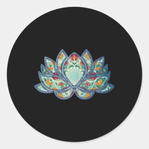 Sticker Rond Fleur de Lotus colorée