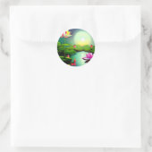 Sticker Rond Fleur de Lotus dans un étang (Sac)