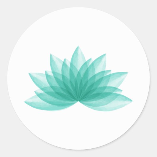 Sticker Rond Fleur de Lotus de couleur turquoise (Devant)