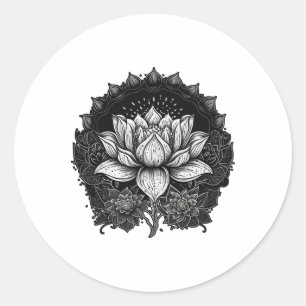 Sticker Rond Fleur de lotus de yoga sur fleur de lotus de manda