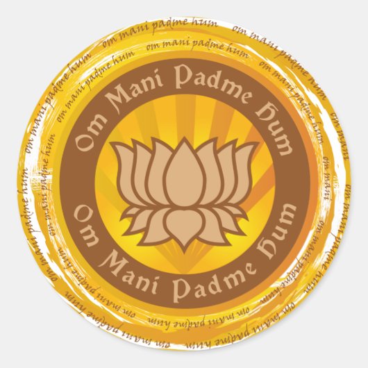 Sticker Rond Fleur de Lotus du mantra tibétain (Devant)