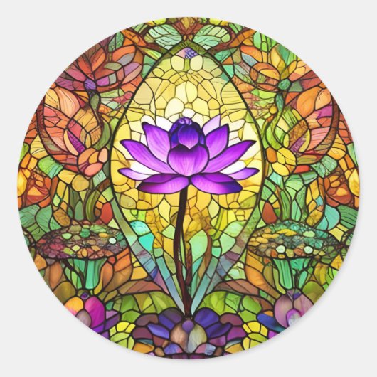 Sticker Rond Fleur de Lotus en Verre (Devant)