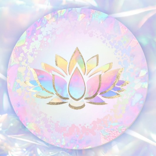 Sticker Rond fleur de lotus holographique