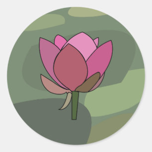 Sticker Rond Fleur de lotus rose 