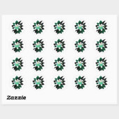 Sticker Rond Fleur de lys blanche avec feuilles vert foncé (Feuille)