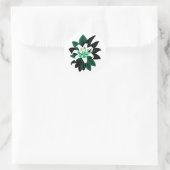 Sticker Rond Fleur de lys blanche avec feuilles vert foncé (Sac)