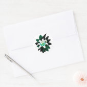 Sticker Rond Fleur de lys blanche avec feuilles vert foncé (Enveloppe)