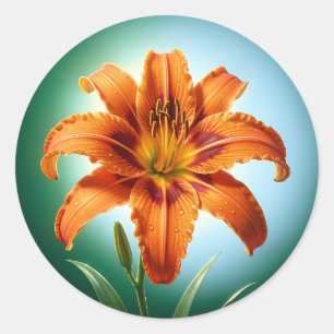 Sticker Rond Fleur de lys orange vibrant en fleurs