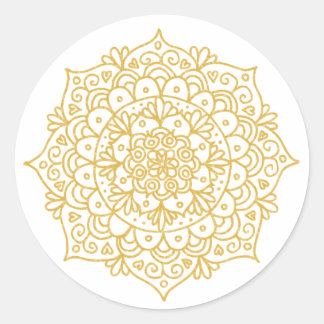 Sticker Rond Fleur de mandala à paillettes dorées