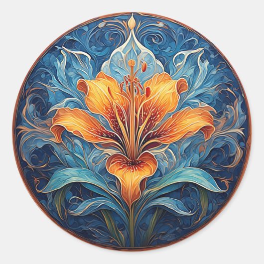 Sticker Rond Fleur de Mandala Colorée 🌺 Spirituel Vibrant (Devant)