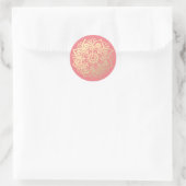Sticker Rond Fleur de mandala or et rose (Sac)