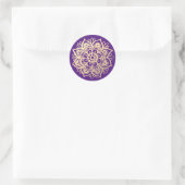 Sticker Rond Fleur de mandala or et violet (Sac)