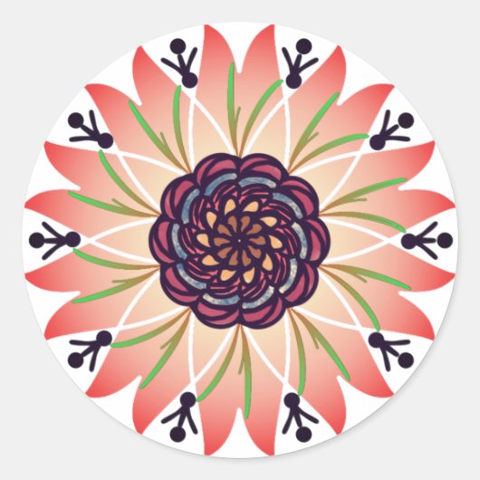 Sticker Rond fleur de mandala rose (Devant)