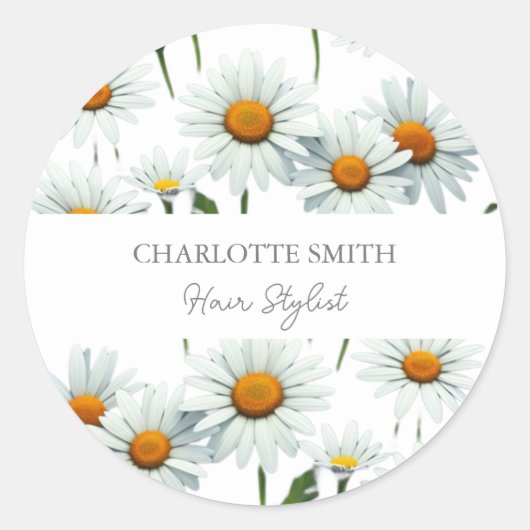 Sticker Rond Fleur de marguerite blanc moderne tendance (Devant)