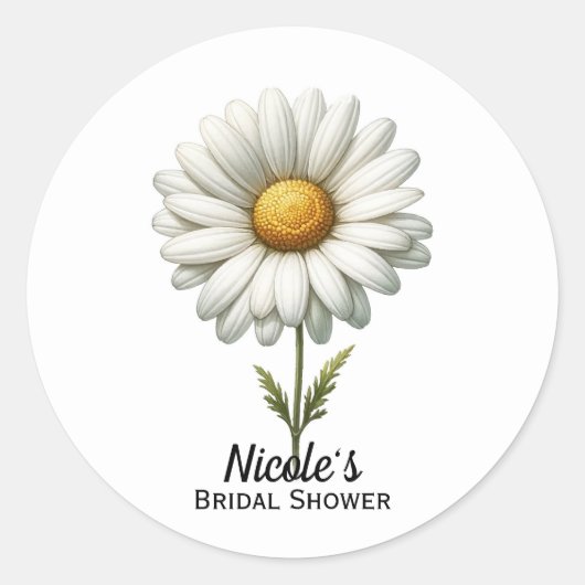 Sticker Rond Fleur de marguerite blanche simple  (Devant)