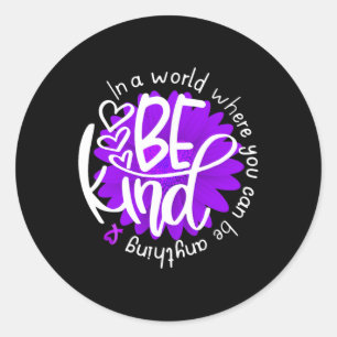 Sticker Rond Fleur de marguerite être type Violet Surdose de se
