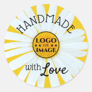 Sticker Rond Fleur de marguerite jaune pâle Fabriquée avec amou