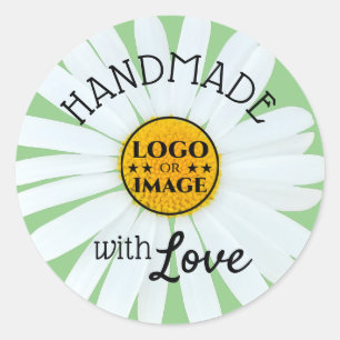 Sticker Rond Fleur de marguerite Pastel clair mignonne faite av