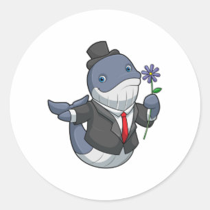 Sticker Rond Fleur de Mariage de baleine