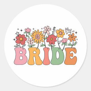 Sticker Rond Fleur de Mariée Fleurie Mariage Fête de Mariage En