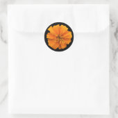 Sticker Rond Fleur de Marigold orange en noir (Sac)