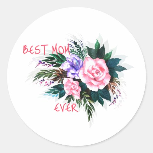 Sticker Rond Fleur de meilleure maman qui soit (Devant)