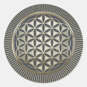 Sticker Rond Fleur de métallique de la vie de relief