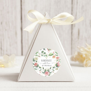 Sticker Rond fleur de minuit fait à la main avec amour coeur fl