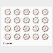 Sticker Rond Fleur de monogramme (Feuille)